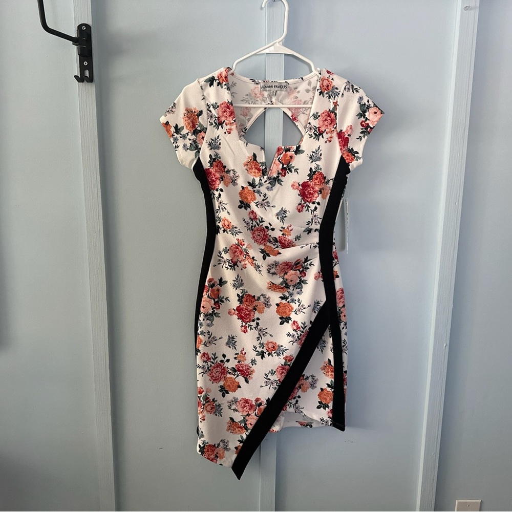 Floral Wrap Dress with Black Accents